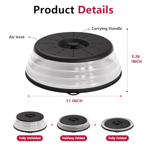 Image of AWVM-ML-31 Microwave Splatter Cover Vented for Food with Hook Hole, Splatter Guard & Colander Kitchen Gadget for Food, Meal Prep