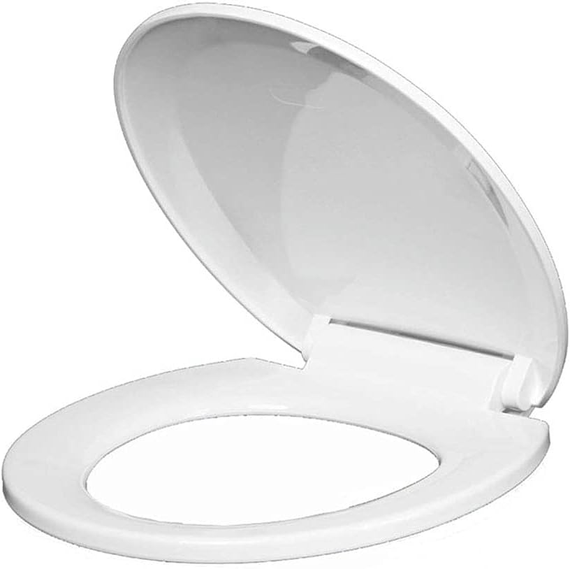 Toilet Lid - Elongated White Seat, with Bumpers, Quiet Close, Quick Release Hinges