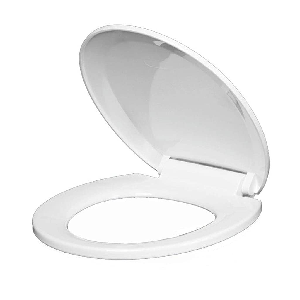 MOBYGKFY Toilet Lid - Elongated White Seat, with Bumpers, Quiet Close, Quick Release Hinges