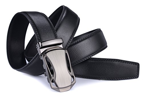 Men's Adjustable Leather Ratchet Belt Automatic Buckle