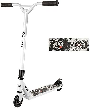 Albott Stunt Scooter Beginner to Immediate Trick Scooter Sport Street Freestyle Scooter 360 Spin Handlebar Robust Aluminum Frame Black Stunt Scooters for Boys Girls Kids Children Teenager Age 7+
