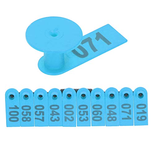 Etiqueta de orelha de ovelha, etiquetas numeradas, etiquetas para ovelhas, cabras, gado, ração (azul