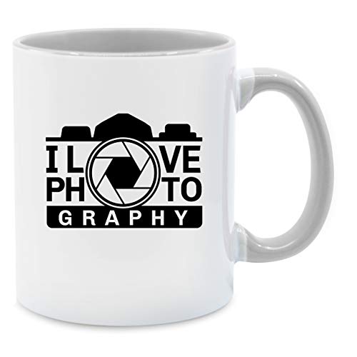 Tasse Berufe - I Love Photography - schwarz - Unisize - Hellgrau - Geschenk - Q9061 - Kaffee-Tasse inkl. Geschenk-Verpackung