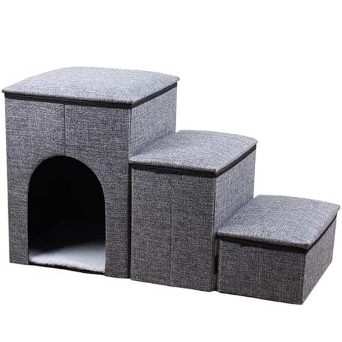 Kmotkste 犬用ステップ ペットステップ ドッグステップ ペット 犬用階段 ペット用階段 3段 ペット 折り畳収納 小型犬 大型犬 老犬介護 滑り止め