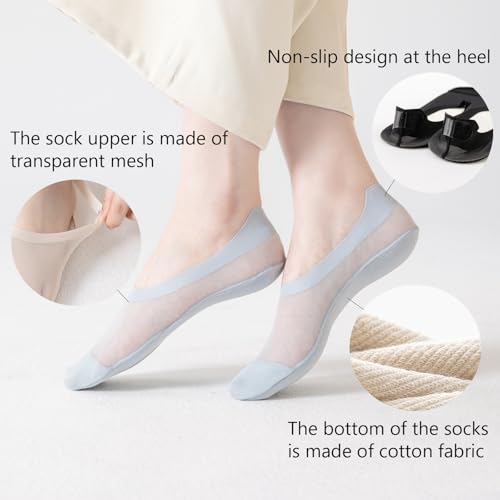 Thin No Show Socks Womens Low Cut Mesh Liner Socks Non Slip Invisible Breathable Footies2