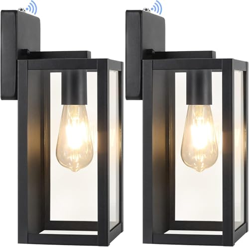 Image of BesLowe 2-Pack Dusk to Dawn Outdoor Wall Lights, Black Exterior Sconces