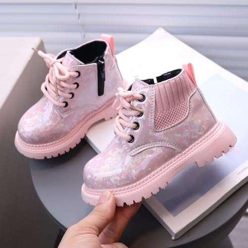 IWIHMIV Girls Glitter Ankle Boots Side Zipper Outdoor Casual Non Slip Comfortable Dress Booties for Toddler3
