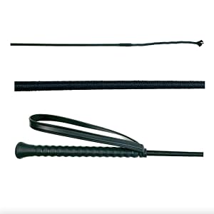 JA Horse Fleck Reitgerte Dressurgerte Pferd Reiter Reitsport Gummigriff mit Handlasche Basic Gerte für Anfänger 80-130 cm (Schwarz, 80 cm)