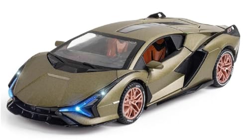 Image of 1:24 Lamborghini Sian Miletry Toy Die-cast Metal Toy Model Car Pull Back car Super car with Openable Doors with Sound and Light for Gifts Toys for Kids (1:24 Lamborghini Sian - Green)