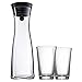 WMF Caraffa acqua Basic in Nero 1L altezza 29 cm chiusura di lenti in vetro acciaio inox Cromargan® e due bicchieri 0,25L