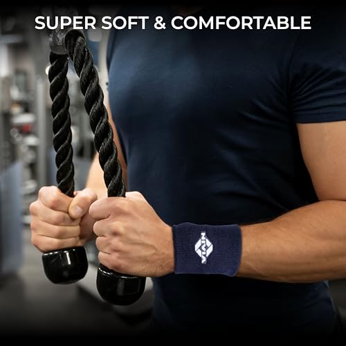 Image of Nivia Sweatband for Men & Women, Wristbands for Tennis, Basketball, Running, Sweat Band for Gym & Athletes (Large, Navy)