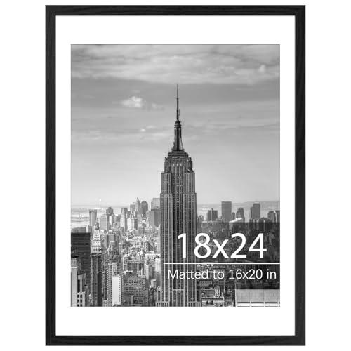 Fixwal 18x24 Puzzle Frame Wood Picture Frame Vertical or Horizontal Wall Display for 500 Pieces Jigsaw Puzzles Large Photos and Posters Black