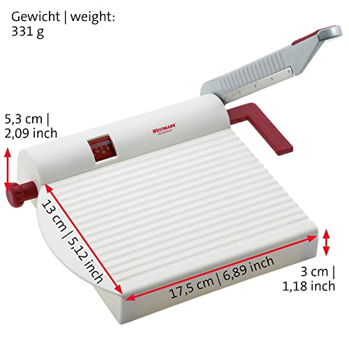 Westmark Germany Multipurpose Stainless Steel Cheese And Food Slicer With Board And Adjustable Thickness Dial (White) - #TOP2
