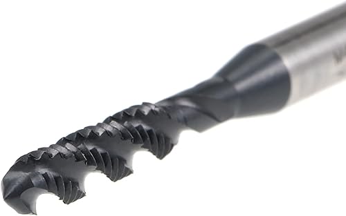 Vista 22 de uxcell M2.5 x 0.45 espiral flauta roscada, rosca métrica máquina HSS revestimiento de nitruración HSS, vástago redondo con extremo cuadrado