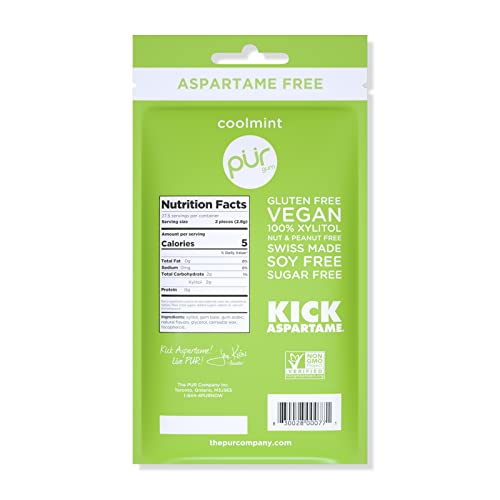 Pur Gum | Aspartame Free Chewing Gum | 100% Xylitol | Sugar Free, Vegan, Gluten Free & Keto Friendly | Natural Coolmint Flavored Gum, 55 Pieces (Pack Of 1) #TOP1
