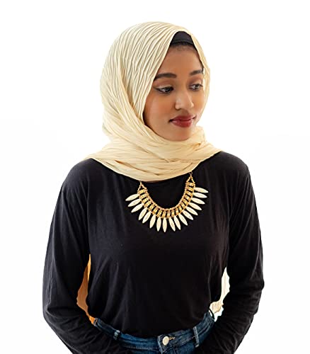 SABA scarves Bubble Chiffon Giza Collection Hijab Head Scarf for Muslimah (Ivory Cream), Standard (SABA-BC22000)