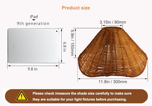 Osasy Lamp Shades Set Of 2,Lamps Shades Rattan Medium Lamp Shades For Table Lamps - Barrel Woven Wicker Lampshade For Table Lamps -Natural Hand Crafted Rattan Lamp Shades thumb #6