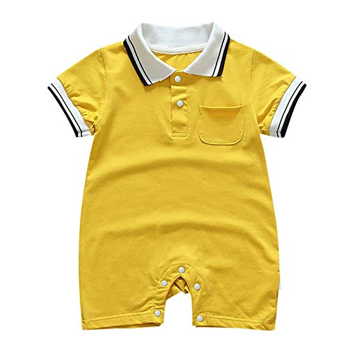 Generisch Vestiti del bambino manica corta piumino collare reggicalze pagliaccetto neonato spugna, giallo., 6-12 Mesi