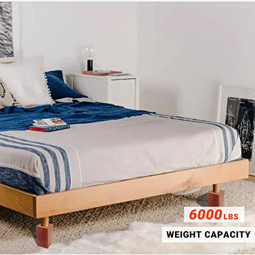 Kasiden Wood Bed Risers, Furniture Risers-Heights 4.5 Inch Heavy Duty Risers For Sofa, Table, Couch Chair, Supports Up To 6,000 Lbs,(Set Of 4 Riser, Brown) #TOP4