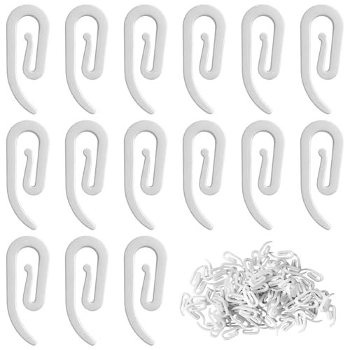 Vorhanghaken aus Kunststoff, 100PCS Vorhängerollen Curtain Haken, 28 x 12 mm Faltenlegehaken, Clip-Halter, für Duschvorhang, Vorhänge, Vorhang, Wohnwagen (Weiß)
