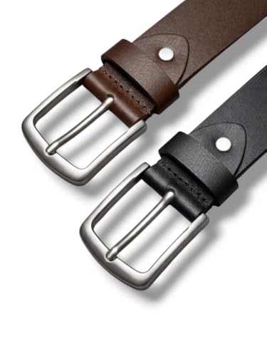 Image of LUQHAD Men's Genuine Leather Belt, Formal & Casual Wear, Rust-Proof Alloy Buckle