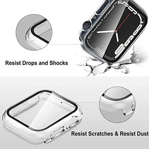 VEMIGON Hard PC Case Compatible with Apple Watch SE3/SE2/SE/Series 6/5/4 44mm with Tempered Glass Screen Protector, Overall Protection Slim Bumper Cover for iWatch - (44mm Clear)