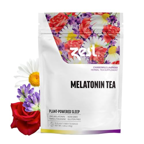 Zest Sleep Tea - 2mg Melatonin Tea for Sleep - Chamomile Lavender Herbal Blend - 15Ct Pack - Calming & Relaxing Ingredients for a Perfectly Sleepy Bedtime