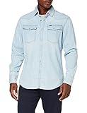 Druckknopfverschluss G-STAR RAW Herren Jeanshemd 3301 Slim Shirt, Blau (Lt. 424), XX-Small