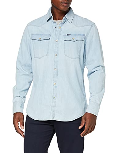 G-Star Raw Men's 3301 Slim Fit Denim Long Sleeve Western Shirt, Blue (Lt Aged 424), XL