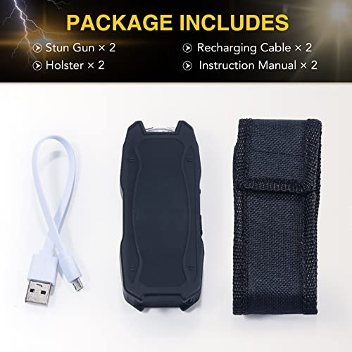 Dartmoor 500,000V Mini Stun Gun 2 Pcs, Highly Portable Ultrapowerful USB Rechargeable Electric Stun Gun with 120lm Tactical Flashlight and Custom Holster, for Men & Women for Car and Self Defense - Thumbnail 5