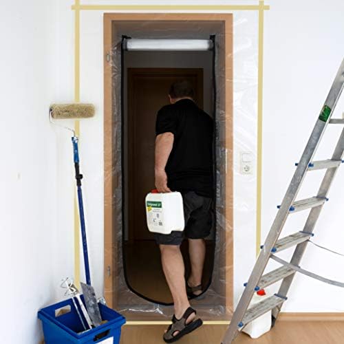 Hinrichs 2X Dust Door Cover with Zip - Transparent Dust Protection Door - 220x120cm Zipped Doorway Dust Protector - Door Dust Cover for Renovations and Clean-Ups - Zipper Door Dust Sheet