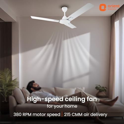 Image of Orient Electric 1200mm Apex Cruise Ceiling Fan for Home | BEE 1 Star Rated Energy Efficient Fan| Outstanding Performance | 2 Years Warranty by Orient | Silver Pearl White