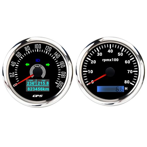 Velocímetro GPS de 85 mm con tacómetro de 8000 rpm y retroiluminación personalizable de 7 colores