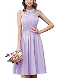Damen Neckholder Kurz Brautjungfernkleider Gerafft A Linie Homecoming...