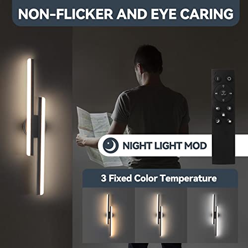 Hitoo 28Inch Bathroom Vanity Light With Remote Control Dimmable 3 Colors Changeable, Modern Black Led Bathroom Vanity Light Fixtures, For Bathroom, Mirror, Living Room, Hallway #TOP1