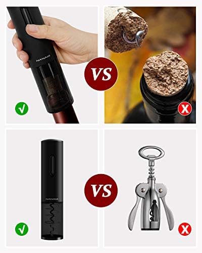 Electric Bottle Openers ,Nanami Rechargeable Automatic Corkscrew, Professional Wine Opener Stainless Steel for Home ,Party and as Gift (Black)