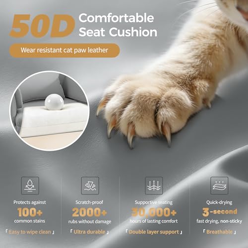 Image of Big and Tall Office Chair 500LBS, Ergonomic High Back Leather Executive Chair, Reclining Swivel with Adjustable Armrests Lumbar Support Footrest, Cross Legged, Light Gray