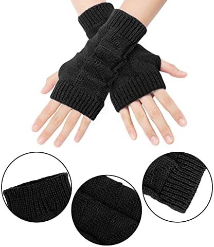 Arm Gloves Mitten - Wrist Fingerless Gloves Women Arm Gloves Cable Knitted Arm Warmers Gloves for Ladies
