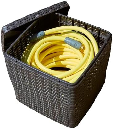 Outdoor Garden Hose Storage Holder, Decorative Lawn Box, Storage for Garden Tools, Dog Toys, Sports Balls and Pool Accessories, 200ft Lightweight Hose Capacity