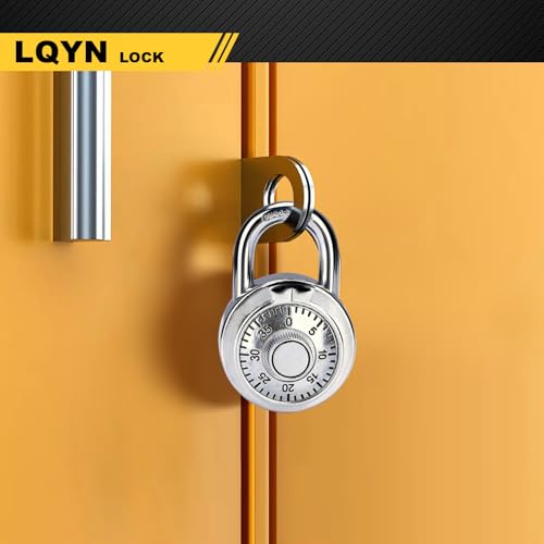 Image of Combination Lock, LQYN Standard Dial Combination Lock, Pack of 48; Silver Turnplate, 2 in. Wide, Fixed Three Digital Combination, for School, Gym & Locker, Toolbox, Gate