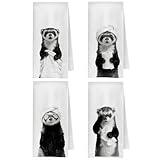 ChenCraty Funny Ferret Bathroom Hand Towels, Ferret Gifts, Animal Lover Gifts Decorative Hand Towels for Bathroom Washroom Toilet Restroom, 16x24 Inches Set of 4