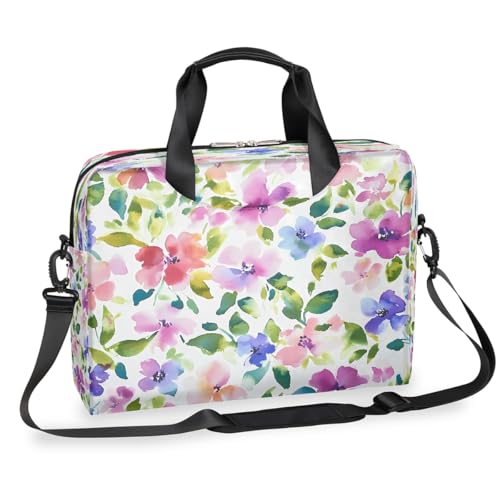 Maletín para laptop con diseño de flores acuarela 13-16 in miniatura 1