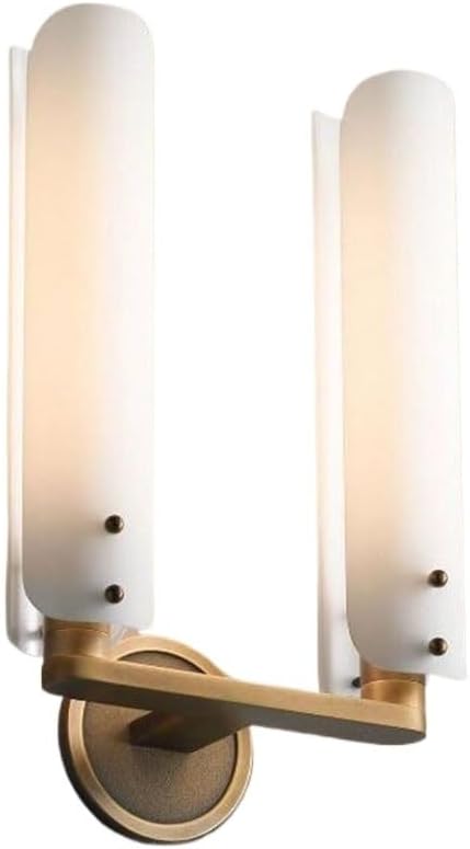 Modern Brass Wall Sconce, Luxury Gold Vanity Fixture, Frosted Acrylic Tube Wall Lamp, Art Deco Indoor Light for Bathroom Mirror Lighting, Bedroom, Bedside, Living Room, Hallway Parlor(Large)