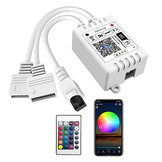 Smart WiFi RGBW LED Controller 2-Output 5 Pin with 24-Key Remote,Compatible with Alexa&Google Assistant,Voice/APP/Music Control Strip Lights for Android/iOS System,WiFi LED Controller Only(New)