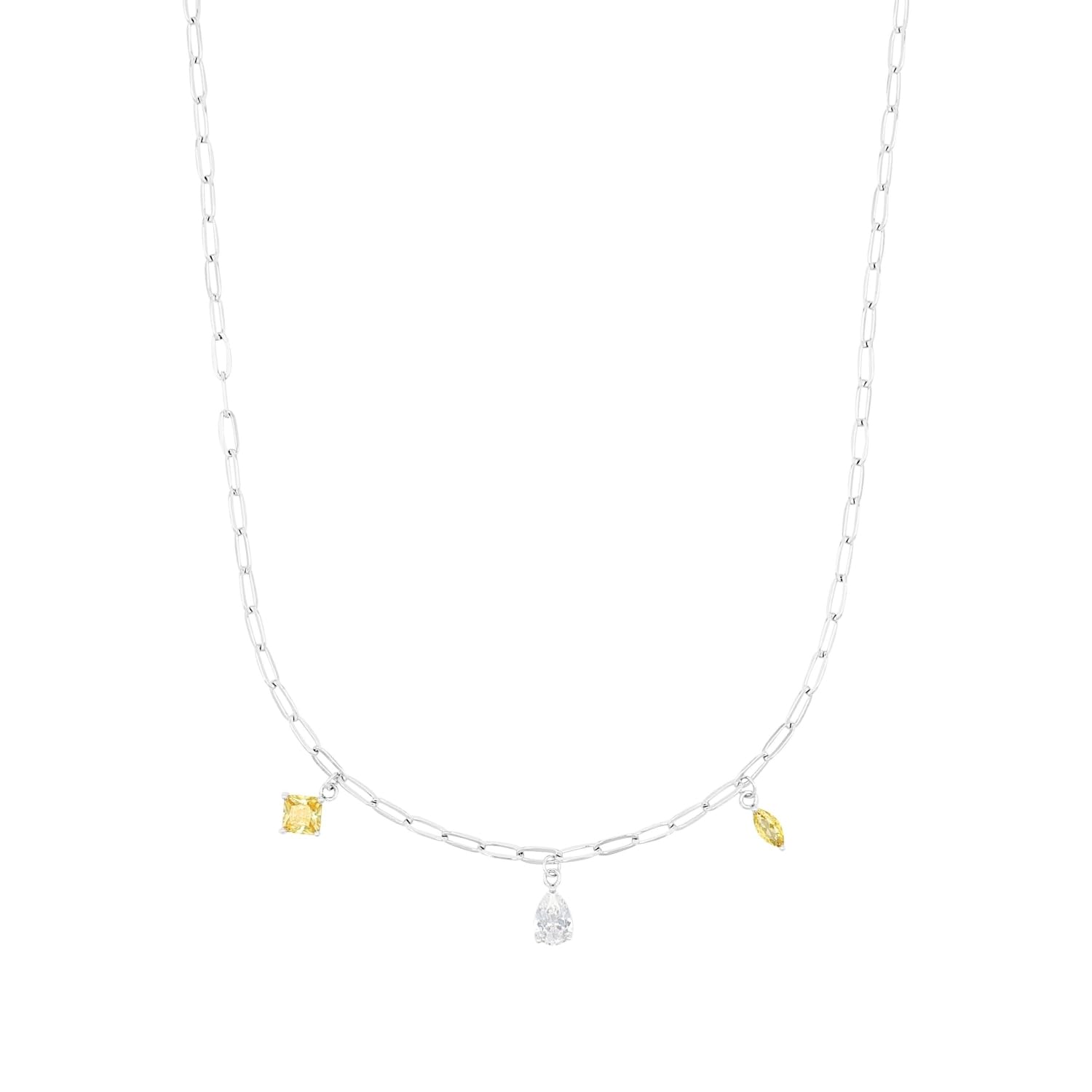 amor necklace with pendant 925 Sterling silver women's necklace, with glass, 42+3 cm, gray, comes in jewelry gift box, 2039275