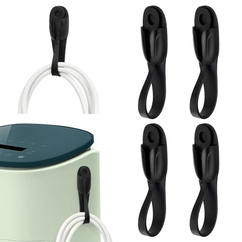 FYY Cord Organizer for Appliances 4 Pcs Cord Bundlers - Self Adhesive Kitchen Appliance Cord Holder, Silicone Cord Holder Cable Organizer Stick on Air Fryer, Toaster, Mixer, Coffee Maker - Black