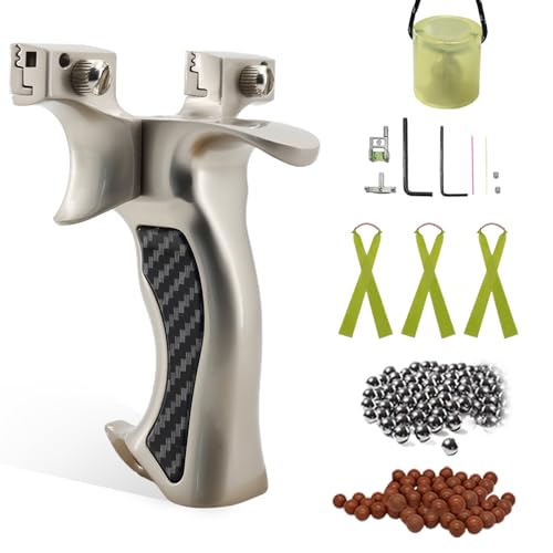 Luoyer Zwille Steinschleuder Profi Jagd für Erwachsene ‎Aluminum Schleuder Zwille mit Stahlkugeln Zielglocke Zubehör Slingshot für Outdoor Sport Katapult