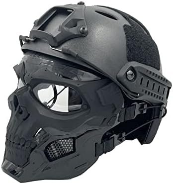 PJ Tactical Protective Helmet And Skull Mask Set, Adjustable Full-Face Protective Mask Suitable For Activities Such As Paintball Shooting, CS Games, Etc Outdoor