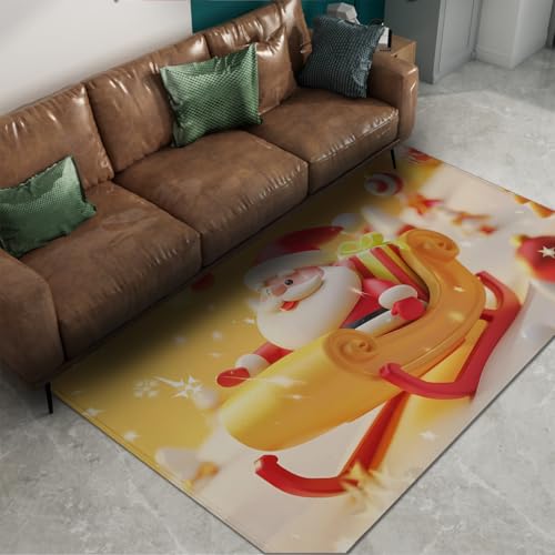 Paillasson Noël Père Noël à poil bas lavable et ultra doux pour intérieur