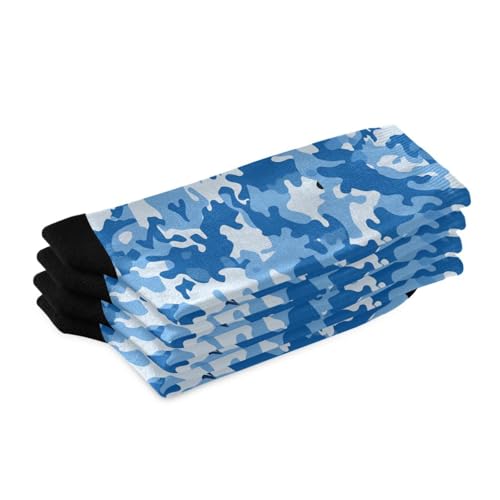 Mens Crew Socks Crew Blue Camouflage Socks for Men Hiking Sports Running2